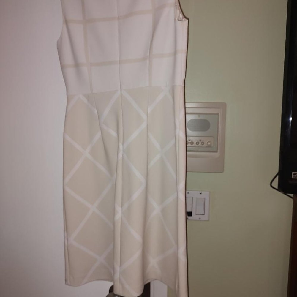 White & Gold Tahari Dress
